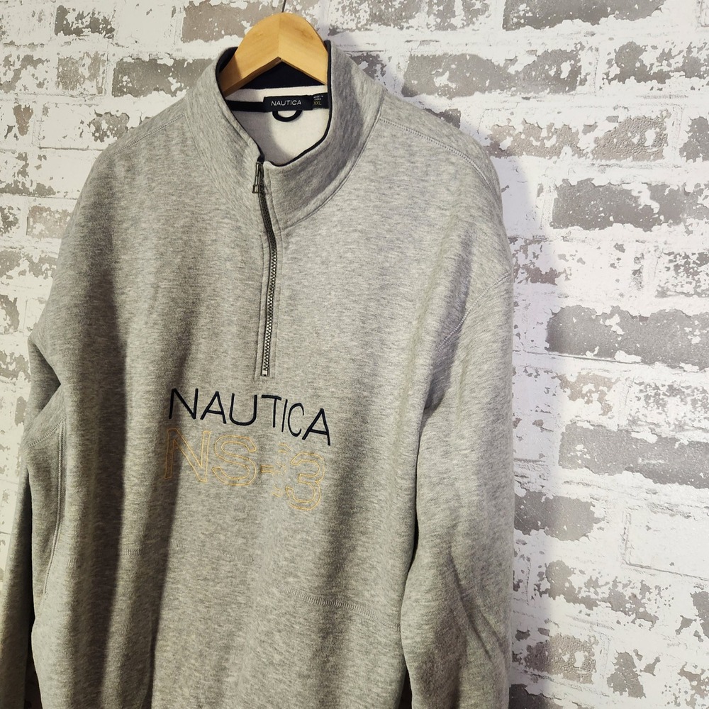 Nautica Mens Grey 1/4 Zip Sweatshirt Pullover Spell Out Logo NS 83 Size XXL - Picture 3 of 16